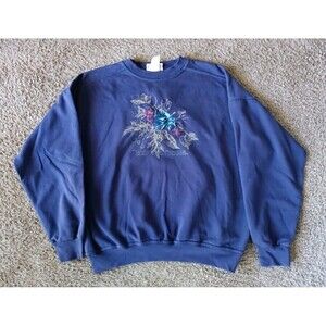 Vintage Northern Reflections Sweatshirt Adult Medium Purple Floral Embroidered